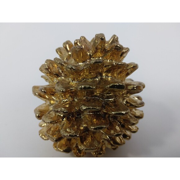 2 Dept 56 Gold Tone Pinecones Christmas Winter Decor - Picture 4 of 8